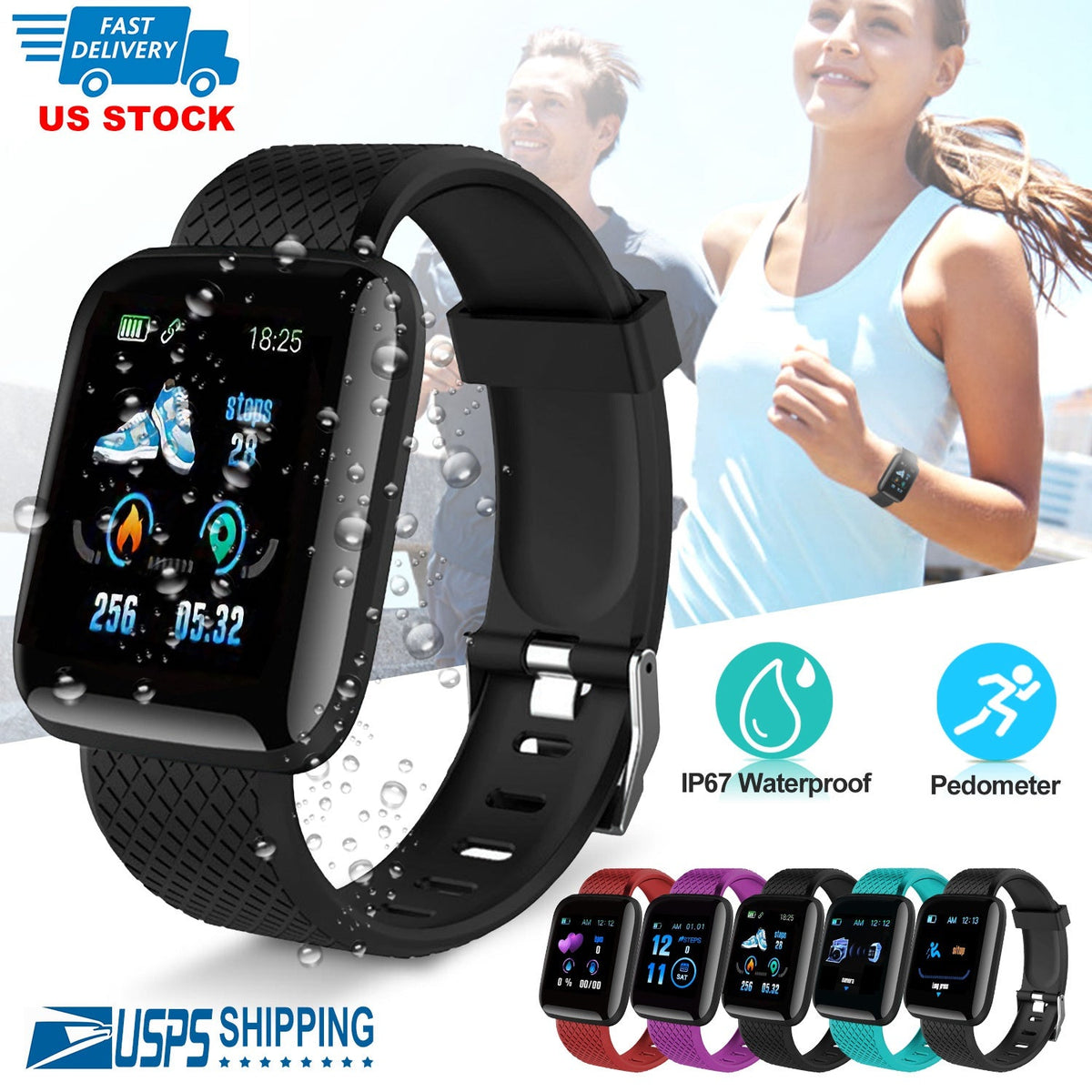 1.3\'\' Fitness Tracker IP67 Waterproof Activity Tracker Smart Bracelet w/Heart Rate Sleep Monitor Pedometer