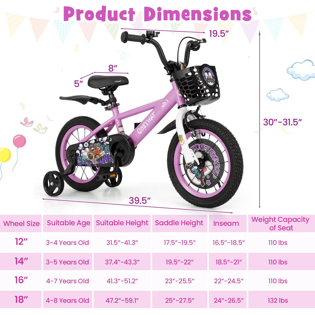 14 Inch Kids Bike for 3-5 Years Old Sport Bicycle with Adjustable Handlebar and Saddle-14 inches