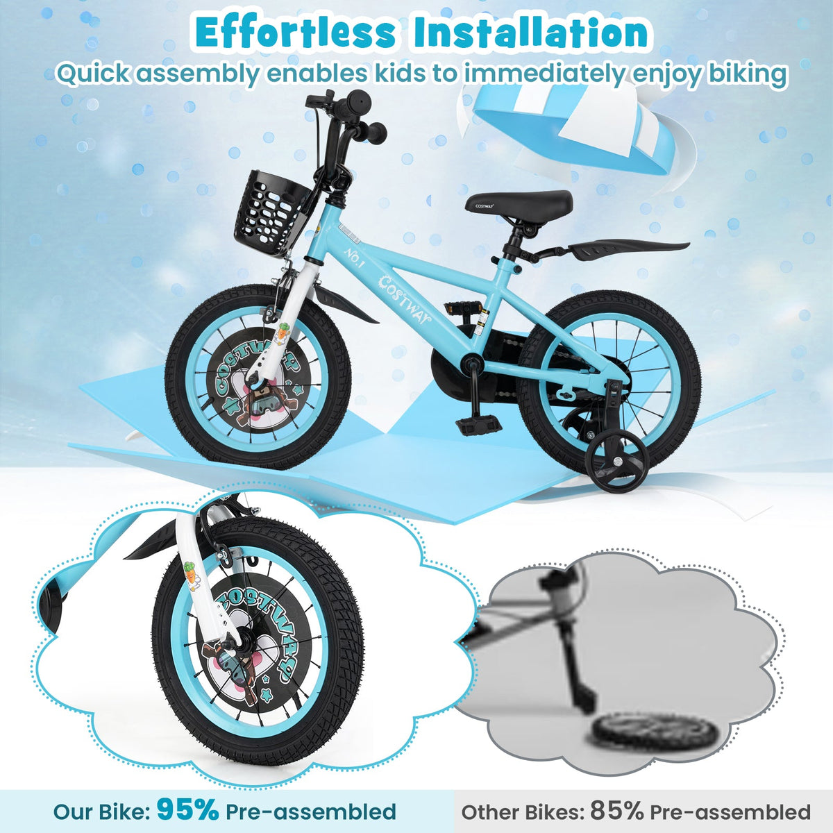 14 Inch Kids Bike with Adjustable Handlebar and Saddle for 3-5 Years Old-14 inches