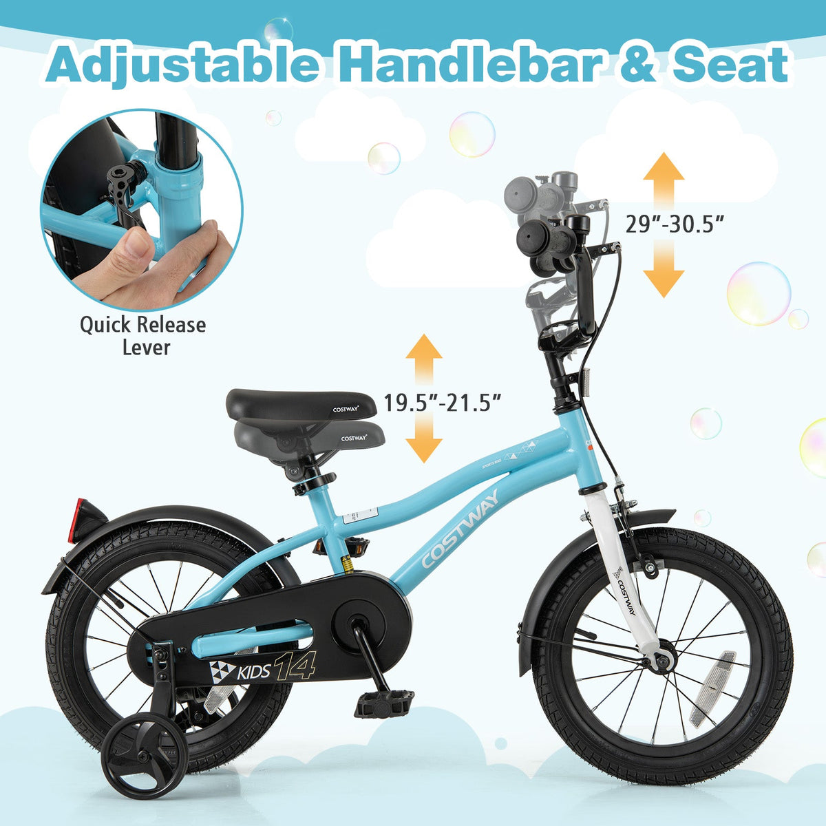 14-Inch Kids Bike for 3-5 Years Old Children Bicycle with Training Wheels