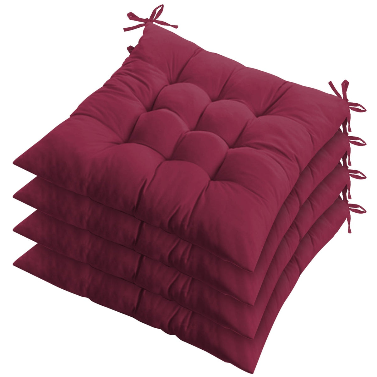 4Pcs Chair Cushion Pads Pillow 17.72x17.72x2.37in Soft Tie On Square Sitting Mats For Home Office Car Sitting Travel