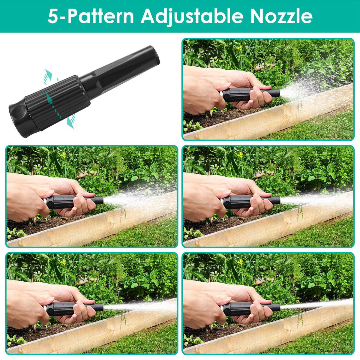 25FT/50FT/100FT Heavy Duty Stainless Steel Garden Hose Garden Watering Kit Metal Water Hose with 2 Nozzles 12 Patterns Flexible Extendable Kink Tangle