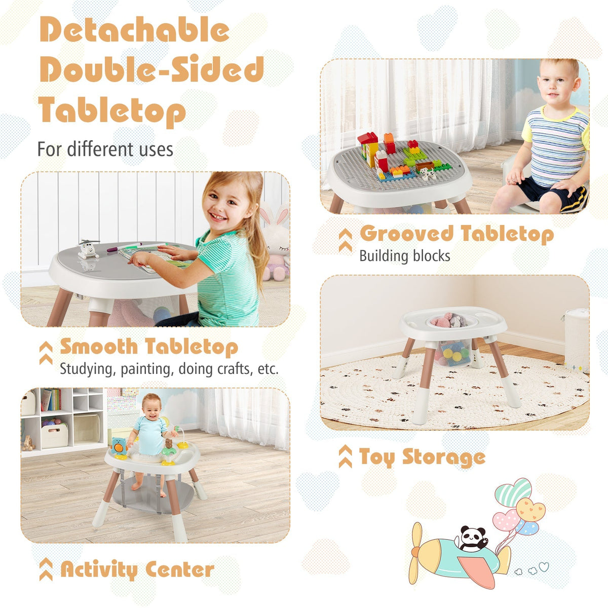 16-in-1 Baby High Chair with Activity Center and Booster Seat for Babies and Toddlers