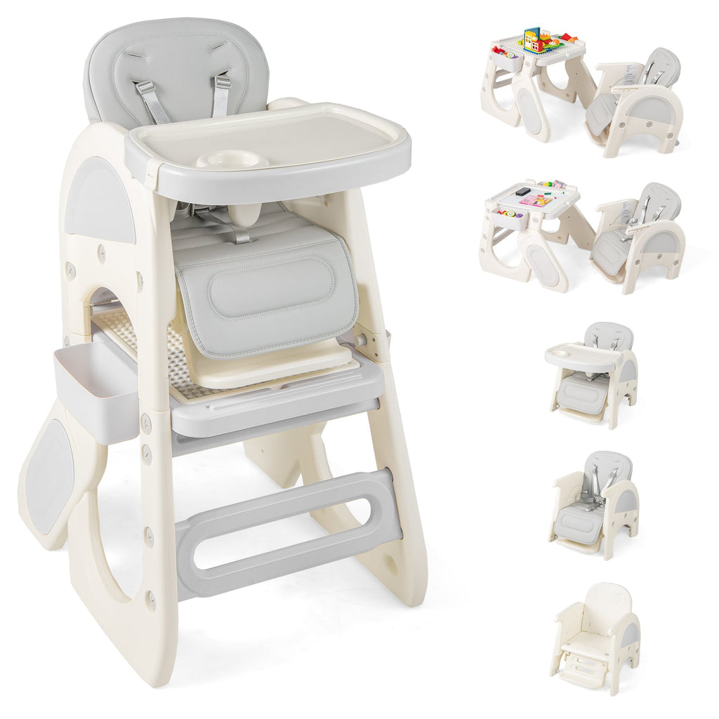 Convertible Baby High Chair with Double-layer Tray and Adjustable Backrest