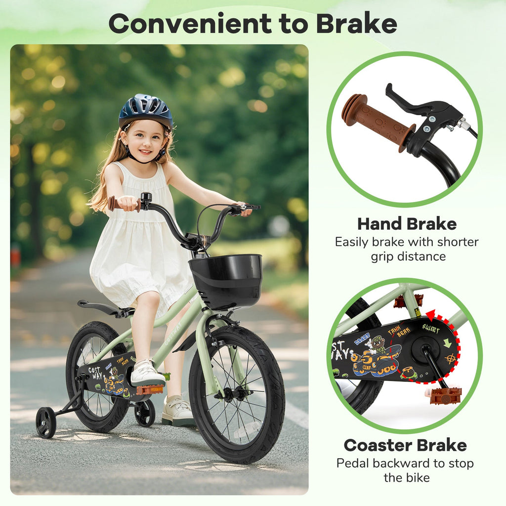 16-Inch Kids Bike Adjustable with Training Wheels for 4-7 Years Old