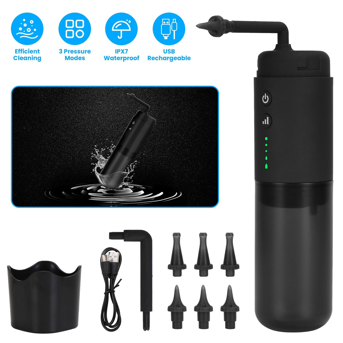 Ear Wax Water Flush Machine Ear Flusher for Adults Ear Washer Electric Ear Wax Removal Kit with 3 Modes 6 Ear Tips IPX7 Waterproof USB Rechargeable