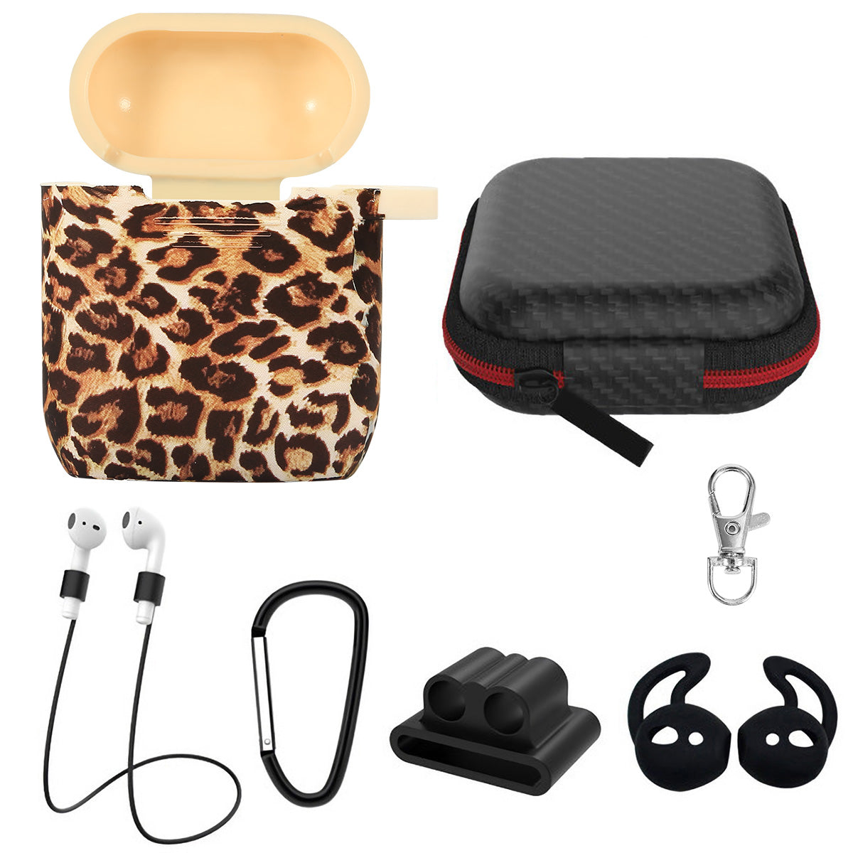 Silicone Case for Apple AirPod 1 2 AirPods Protective Cover Skin w/Strap Ear Hooks Watch Band Holder