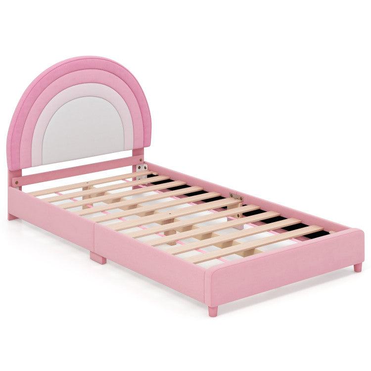 3 Pieces Kids' Room Bundle: Twin Bed Frame Wardrobe Closet Vanity Table and Stool Set