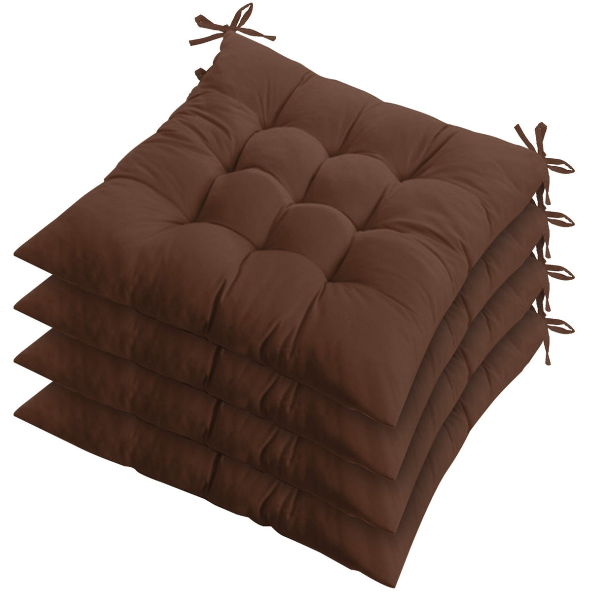 4Pcs Chair Cushion Pads Pillow 17.72x17.72x2.37in Soft Tie On Square Sitting Mats For Home Office Car Sitting Travel