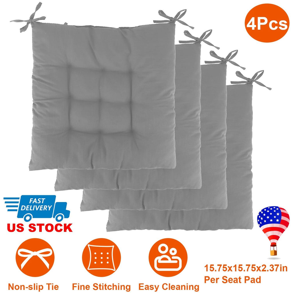 4Pcs Chair Cushion Pads Pillow 15.75x15.75x2.37in Soft Tie On Square Sitting Mats For Home Office Car Sitting Travel