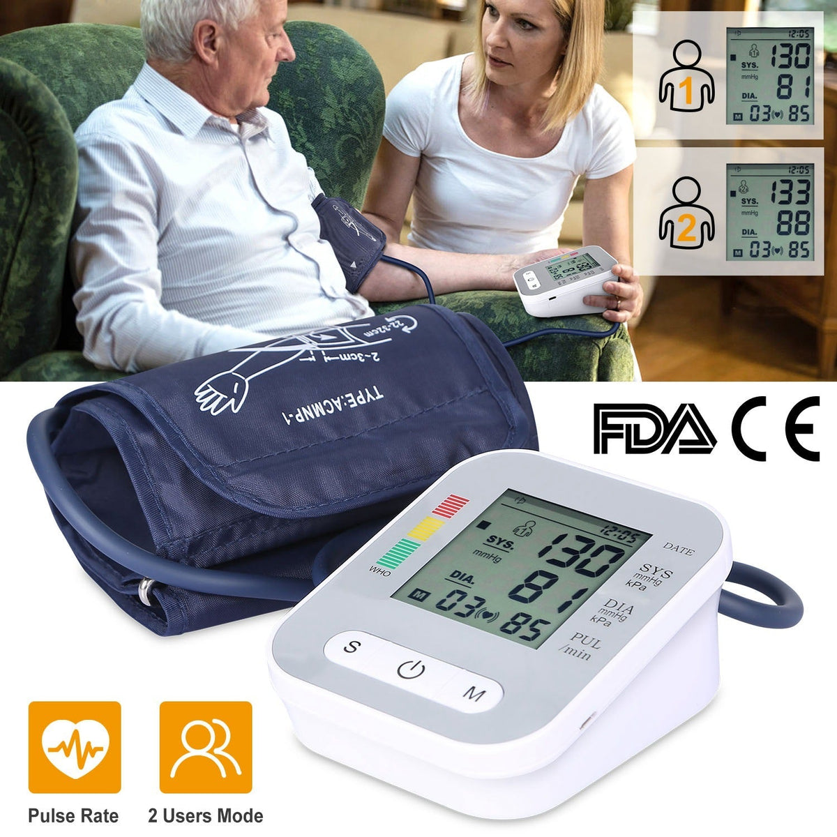 Digital Arm Blood Pressure Monitor LCD Digital Heart Beat BP Gauge Health Test w/Voice