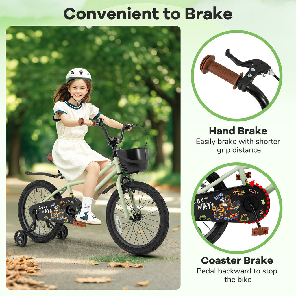 18-Inch Kids Bike Adjustable with Training Wheels for 4-8 Years Old