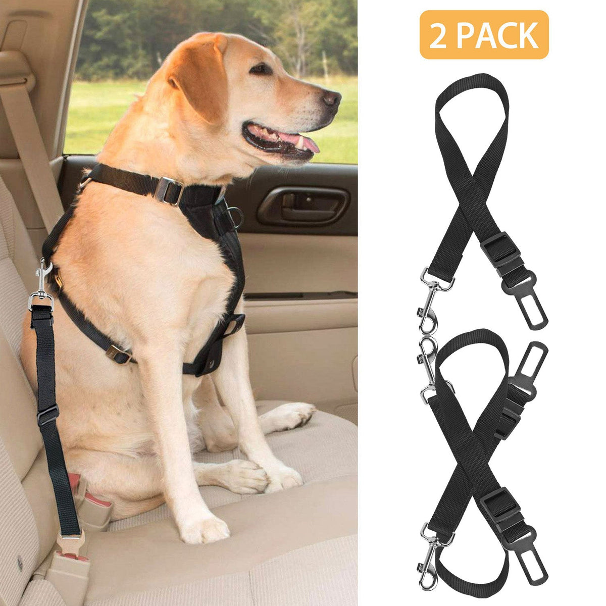 2-Pack Adjustable Pet Car Seat Belts