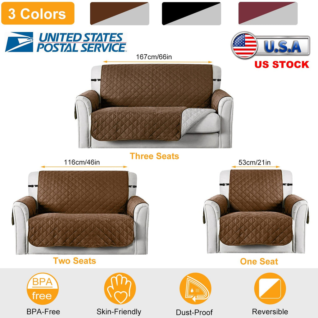 Reversible Sofa Cover Chair Loveseat Couch Microfiber Slipcover Cushion Furniture Protector Shield Water-Resistant w/ Elastic Strap for Kids Pet Dog C