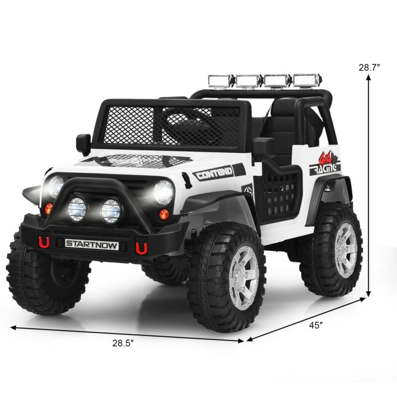 12V Kids Electric Ride On Truck with Remote Control and Operation Lever-White