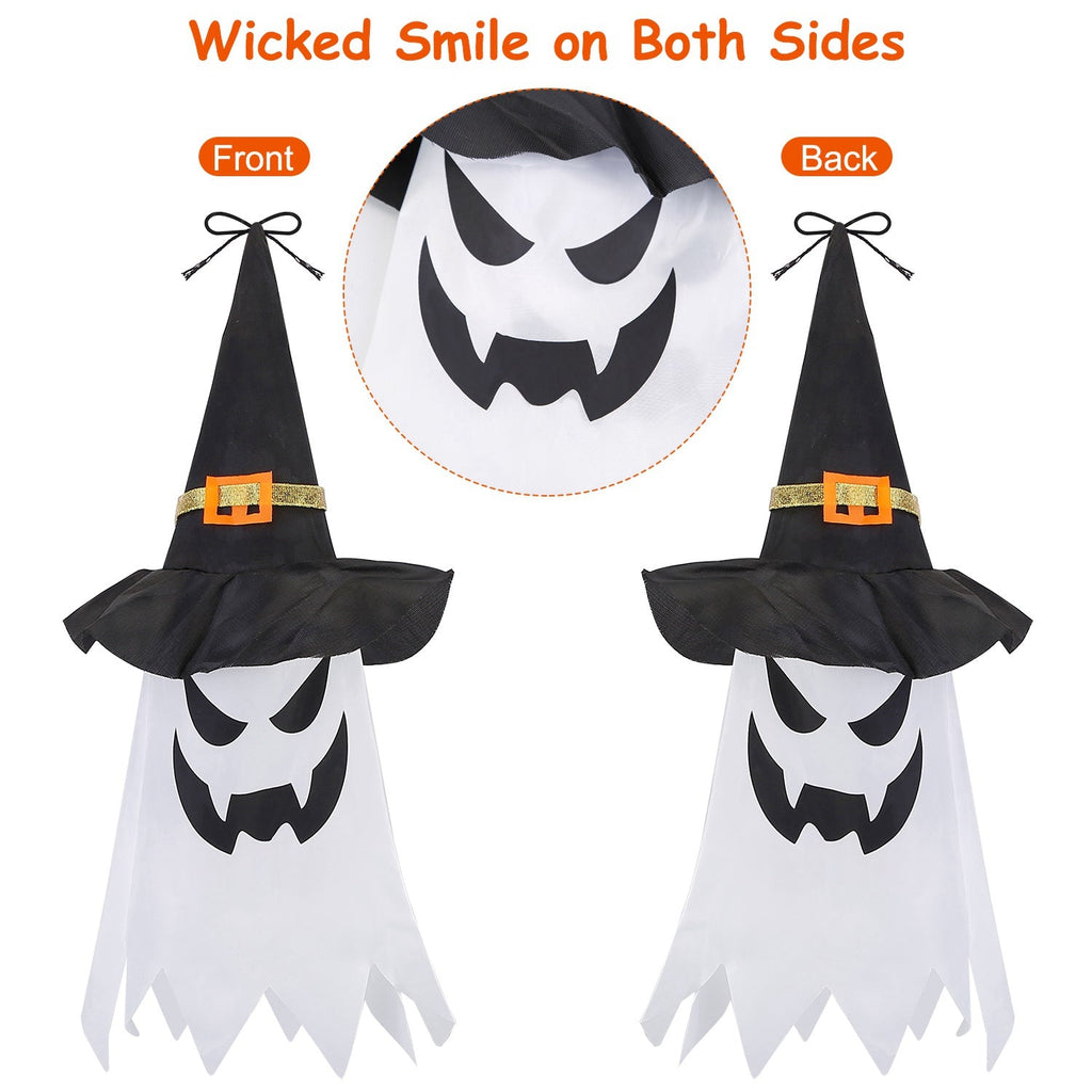 Halloween Ghost Witch Hat Hanging Light Lantern 11.6ft Outdoor String Decorative Light Patio Yard Garden Indoor Light