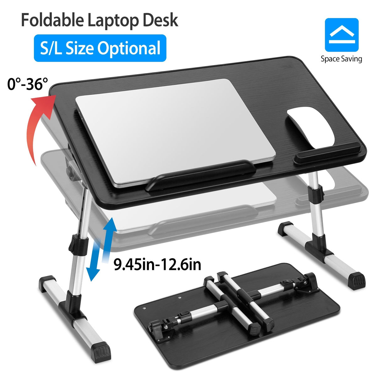 Foldable Laptop Stand Height Angle Adjust Notebook Bed Desk Breakfast Reading Table For Sofa Couch Floor Dormitory