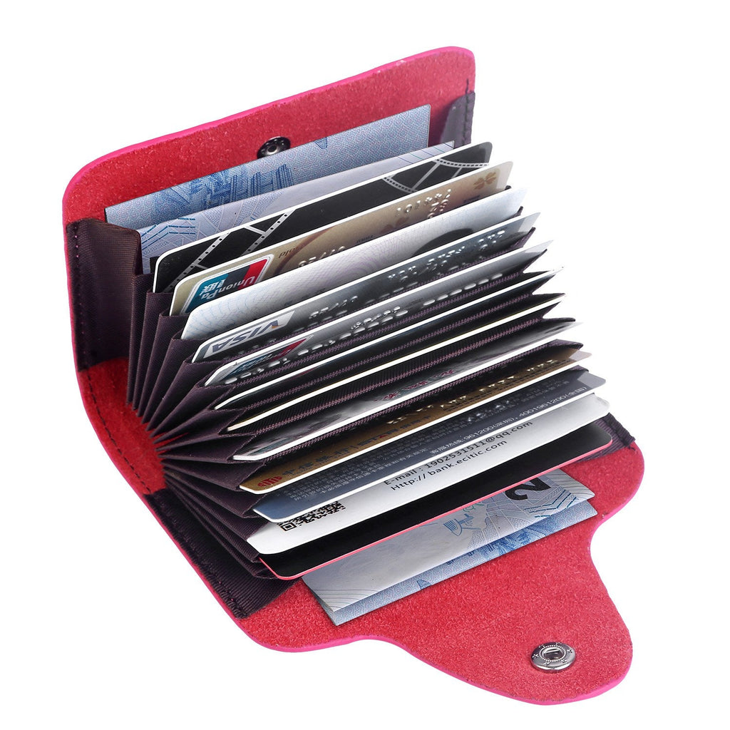 Credit Card Holder Wallet PU Leather Snap Closure Purse Accordion Case with 12 Pcs Card Slots