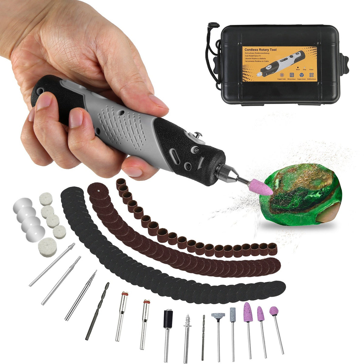 116Pcs 4V Cordless Rotary Tool Kit Power Rotary Tools with 5 Speeds 2000mAh Rechargeable Battery for Sanding Polishing Drilling Engraving Cutting Grin