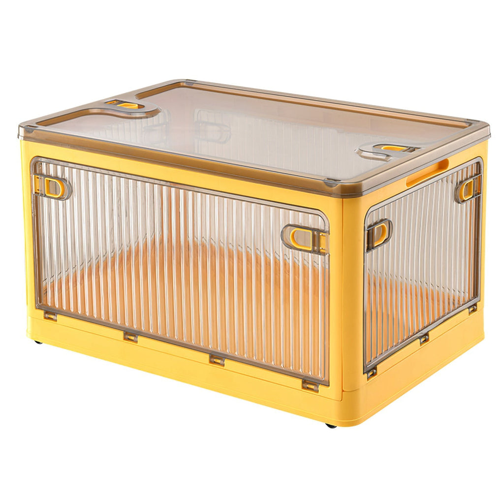 31QT/29L Foldable Storage Bins with Lid 4 Doors Collapsible Stackable Closet Organizer Containers with Lock 4Pcs Wheels