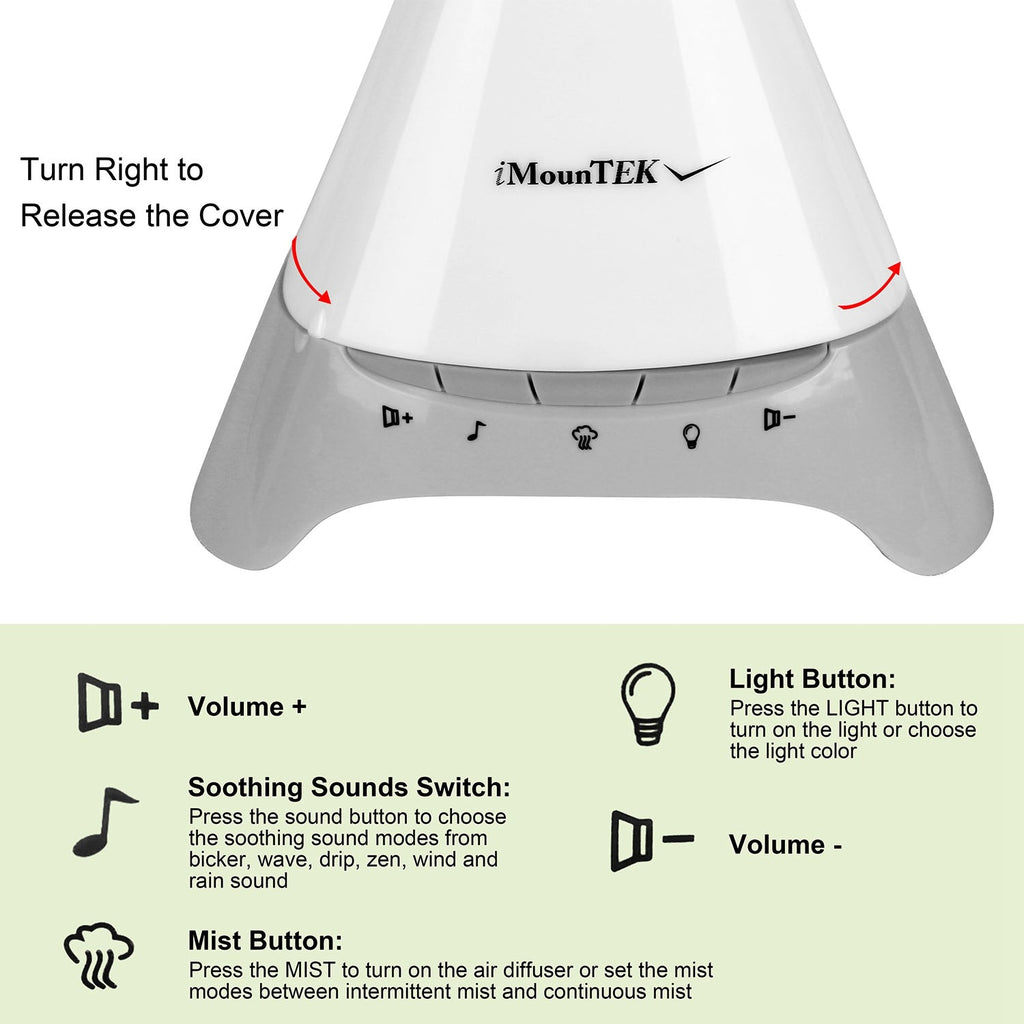 120ml Cool Mist Humidifier Ultrasonic Aroma Essential Oil Diffuser w/Soothing Sounds 7 Color Night Lights Waterless Auto Off for Relaxation and Sleepi