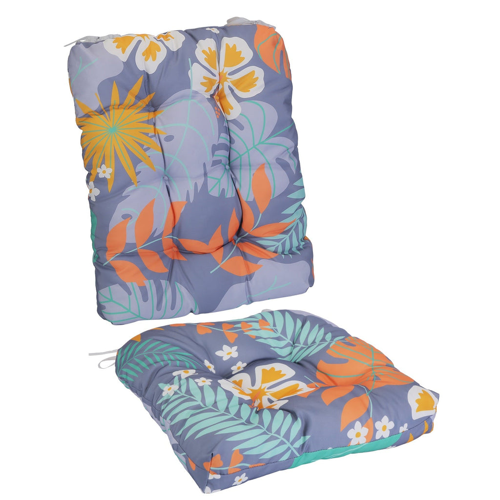 2Pcs Waterproof Rocking Chair Cushion Upper And Lower Back And Seat Sets with Non-Slip Ties Oxford Cloth Surface Polyester Filling Comfortable for Ind