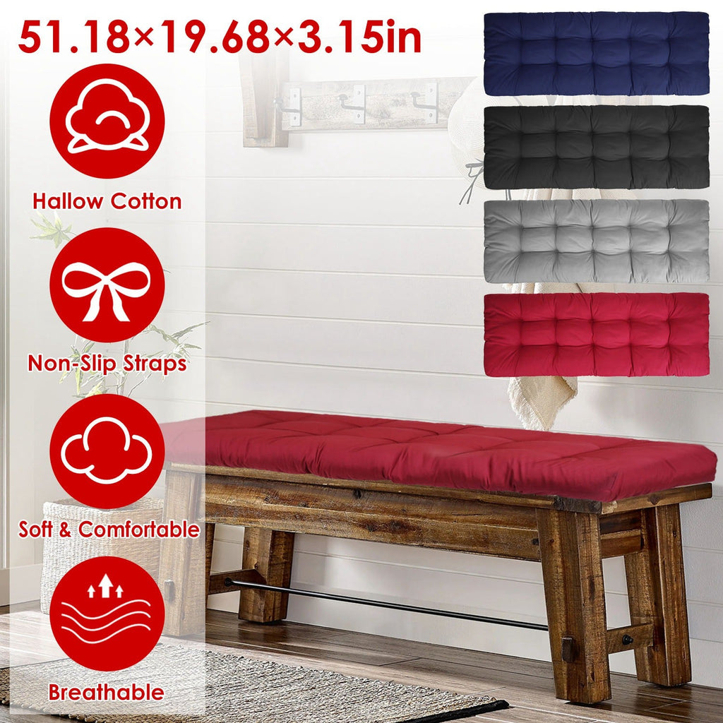 Bench Seat Cushion For Indoor Outdoor Furniture Non Slip Long Chair Cushion with Ties Strap  Swing Cushion 51.18x19.68IN For Garden Patio Balcony Entr