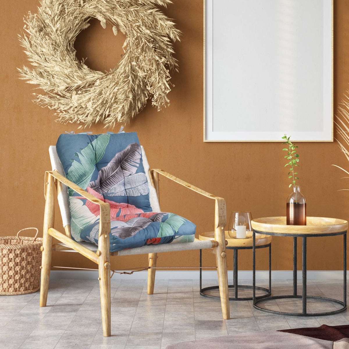 2Pcs Rocking Chair Cushion Upper And Lower Back And Seat Sets with Non-Slip Ties Polyester Fiber Filling Comfortable for Indoor Home Office Car