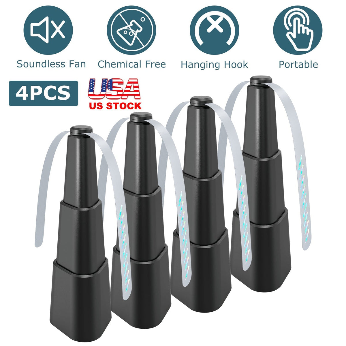 4Pcs Fly Repellent Fan Table Top Battery Powered Bug Deterrent Fan Hanging Food Fans for Party BBQ Picnic Camping