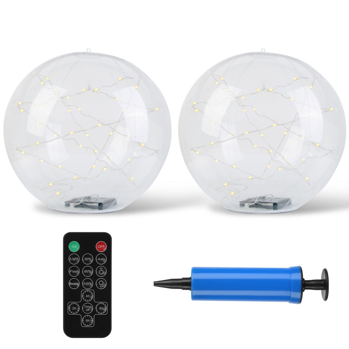 2Pcs Floating Pool Lights 14in Solar Powered Pool Balls IP68 Waterproof InflatableÊPool Decoration Lights with Remote Control 3 Light Modes Timer Adju