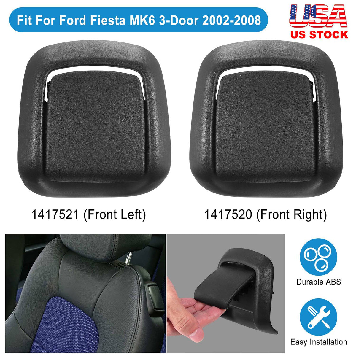 1 Pair Car Seat Release Handles for Ford Fiesta MK6 2002-2008 Auto Seat Recliner Handles Front Left & Right Fitting