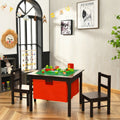 2-in-1 Kids Activity Table and 2 Chairs Set with Storage Building Block Table