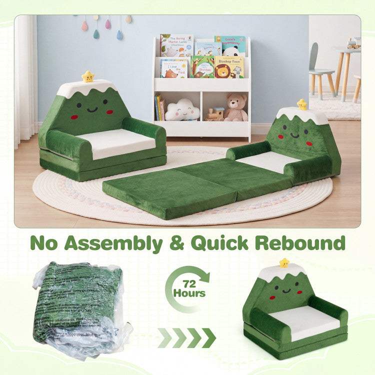 2-in-1 Convertible Kids Sofa to Lounger with Christmas Patterns