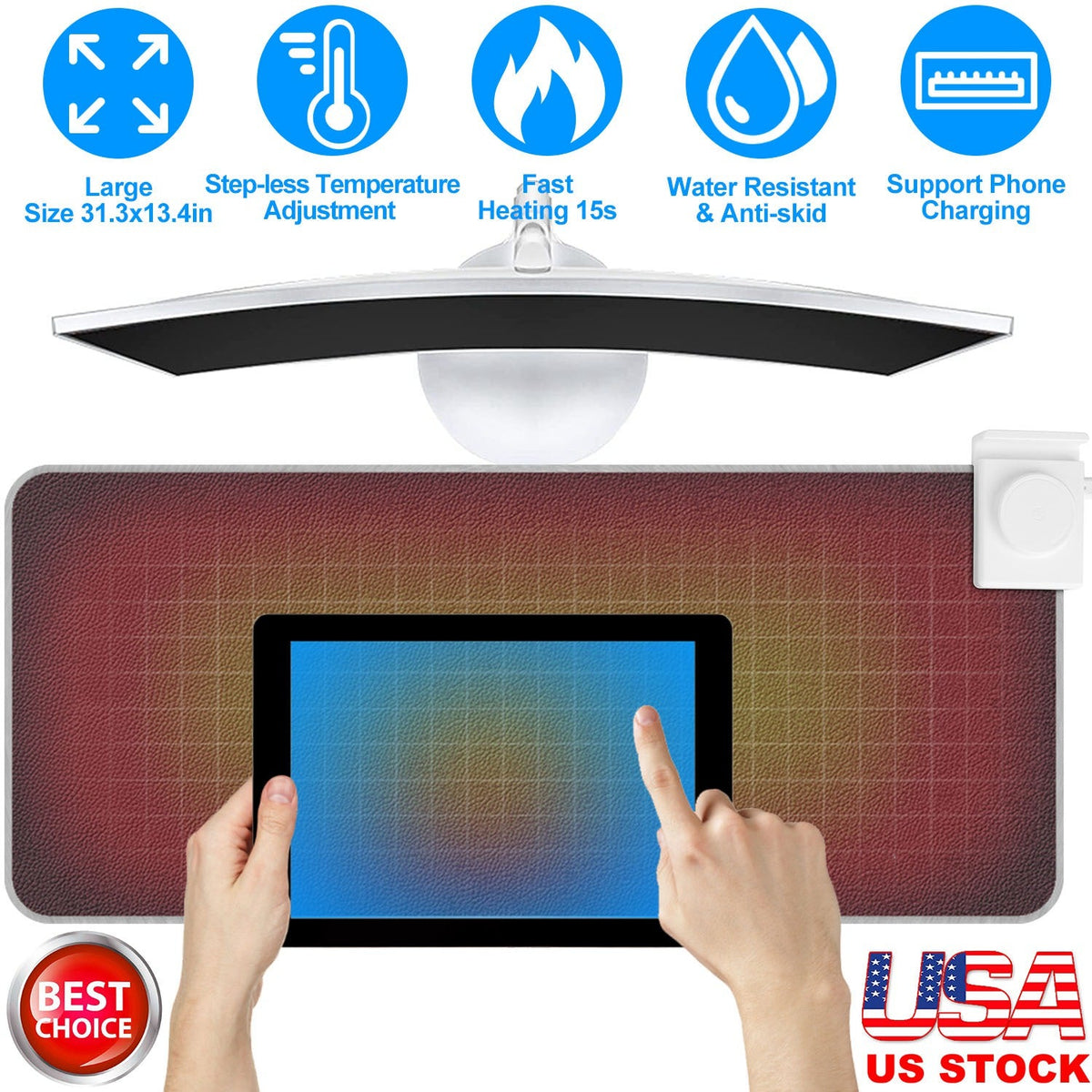 Winter Desktop Hand Warmer Mat Heated Gaming Mouse Pad Large Mouse Pad Office Table Heating Mat Foot Warmer