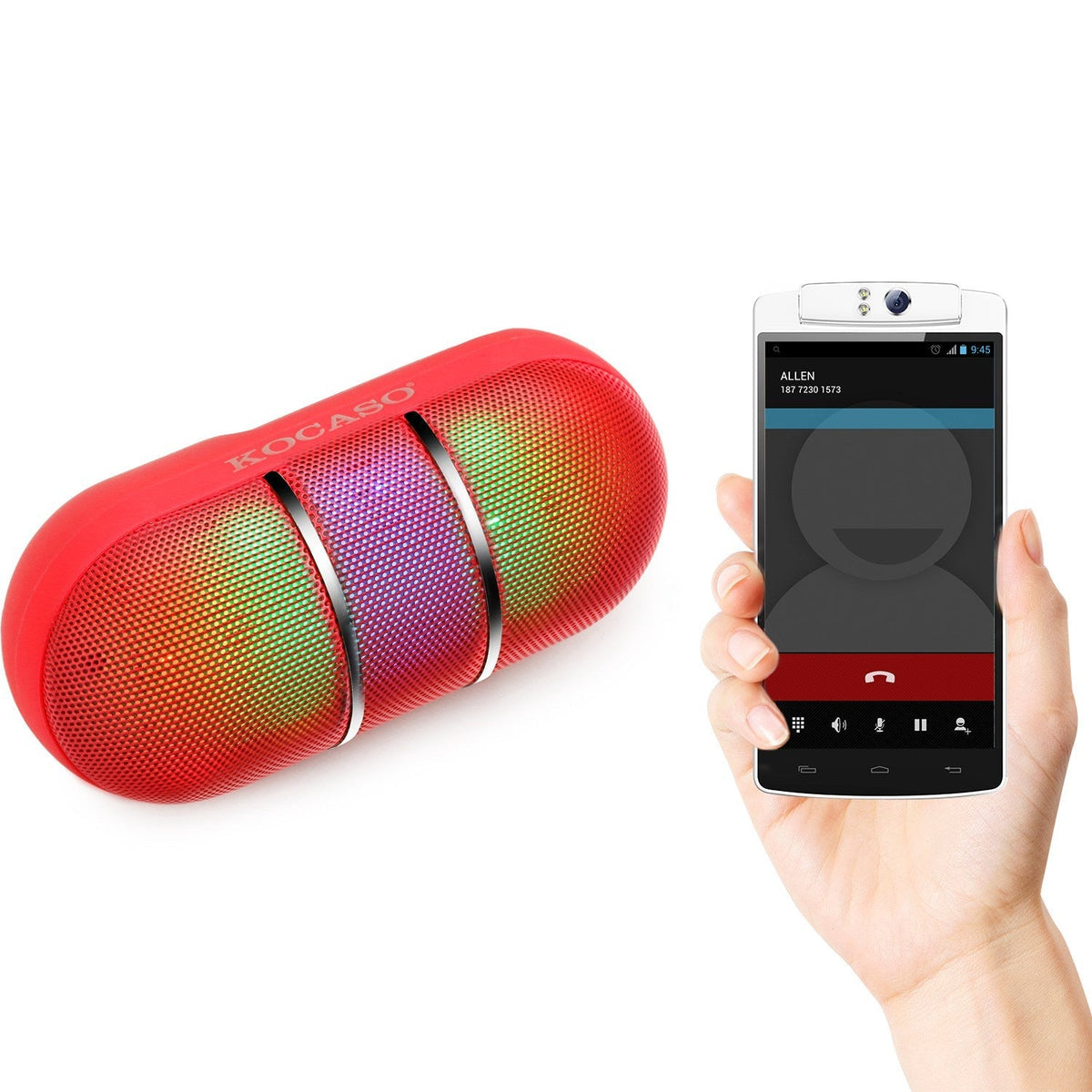 Ultra-Portable Rainbow LED Wireless Speaker - Red