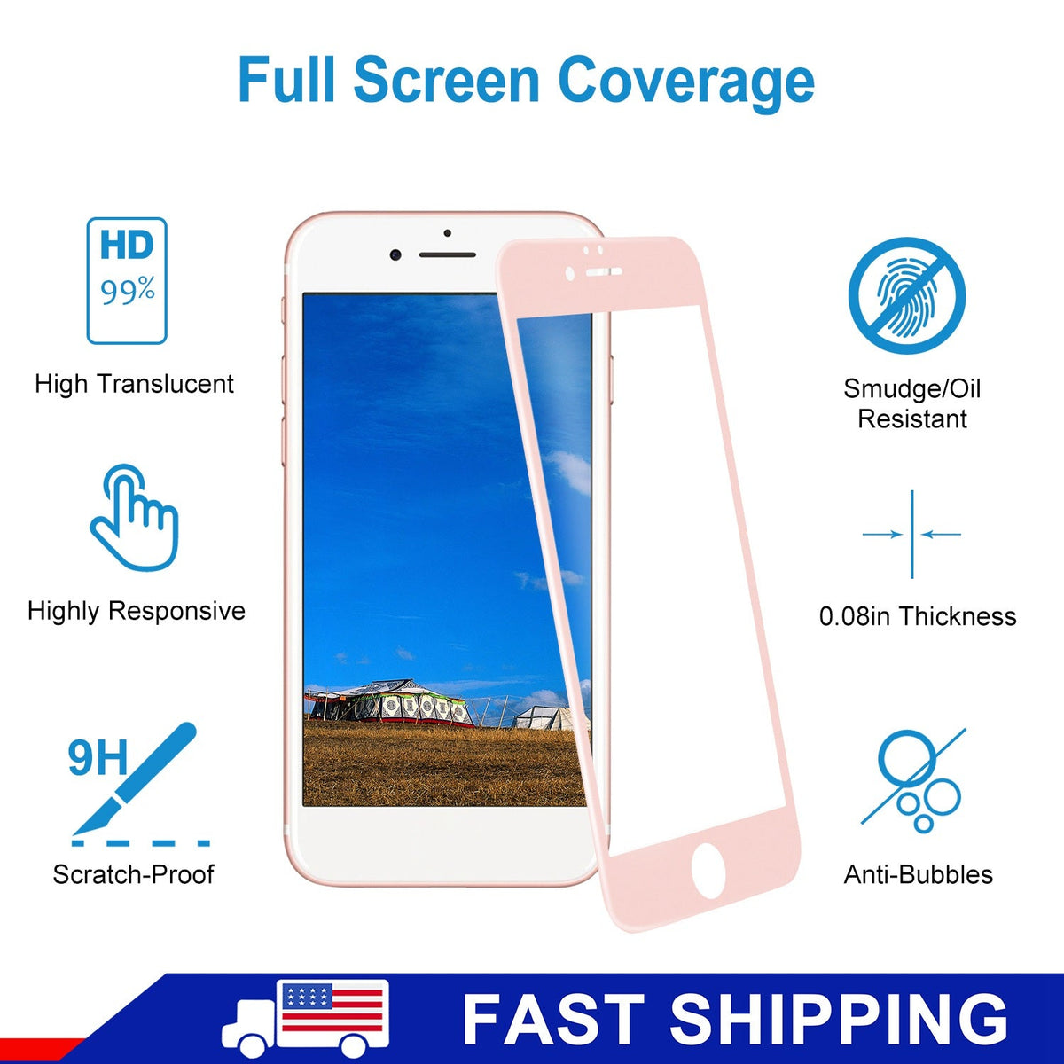 Screen Protector for iPhone 6 Plus 3D Edge Tempered Glass Phone Screen Saver HD Anti-Scratch Tempered Glass Film