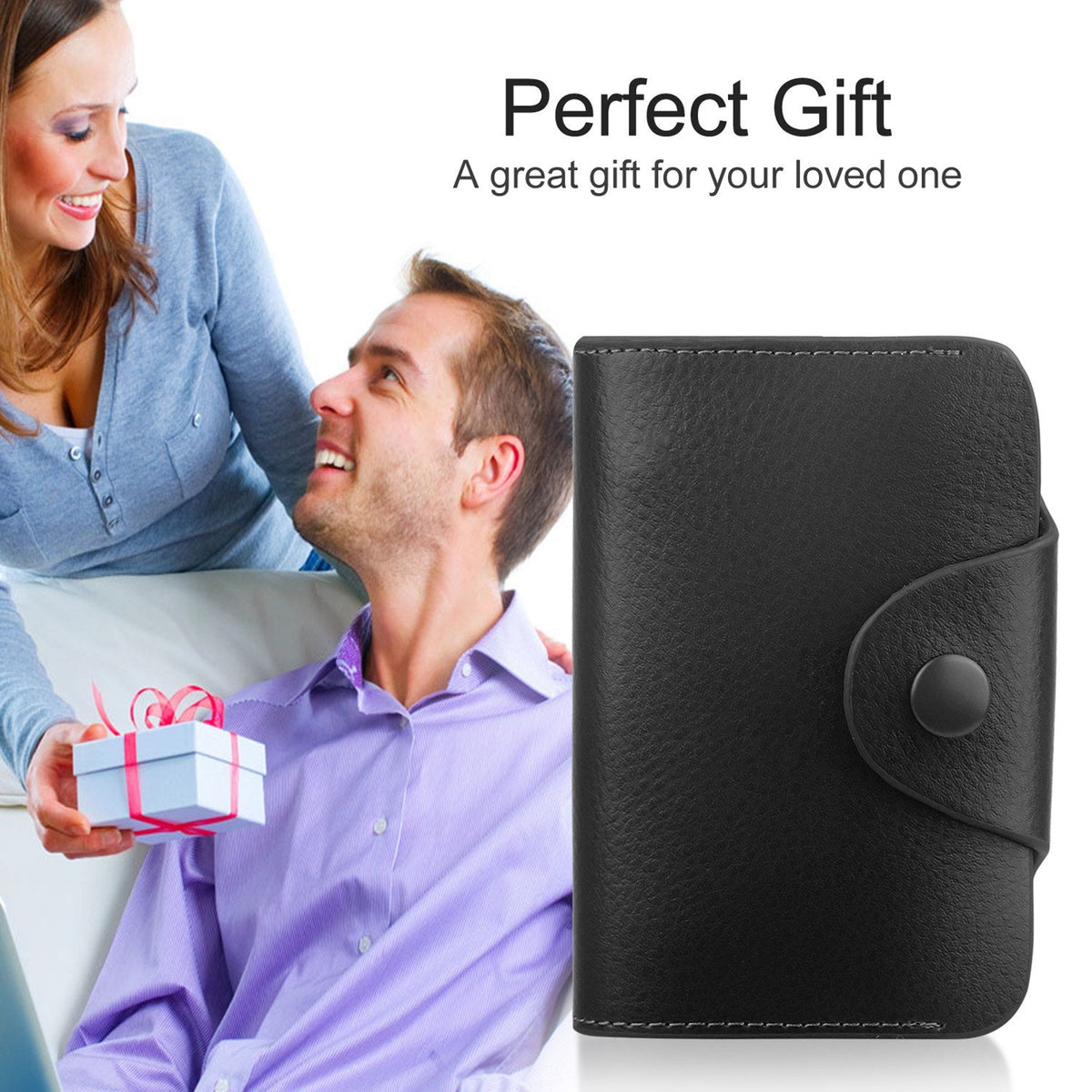Credit Card Holder Wallet PU Leather Snap Closure Purse Accordion Case with 12 Pcs Card Slots