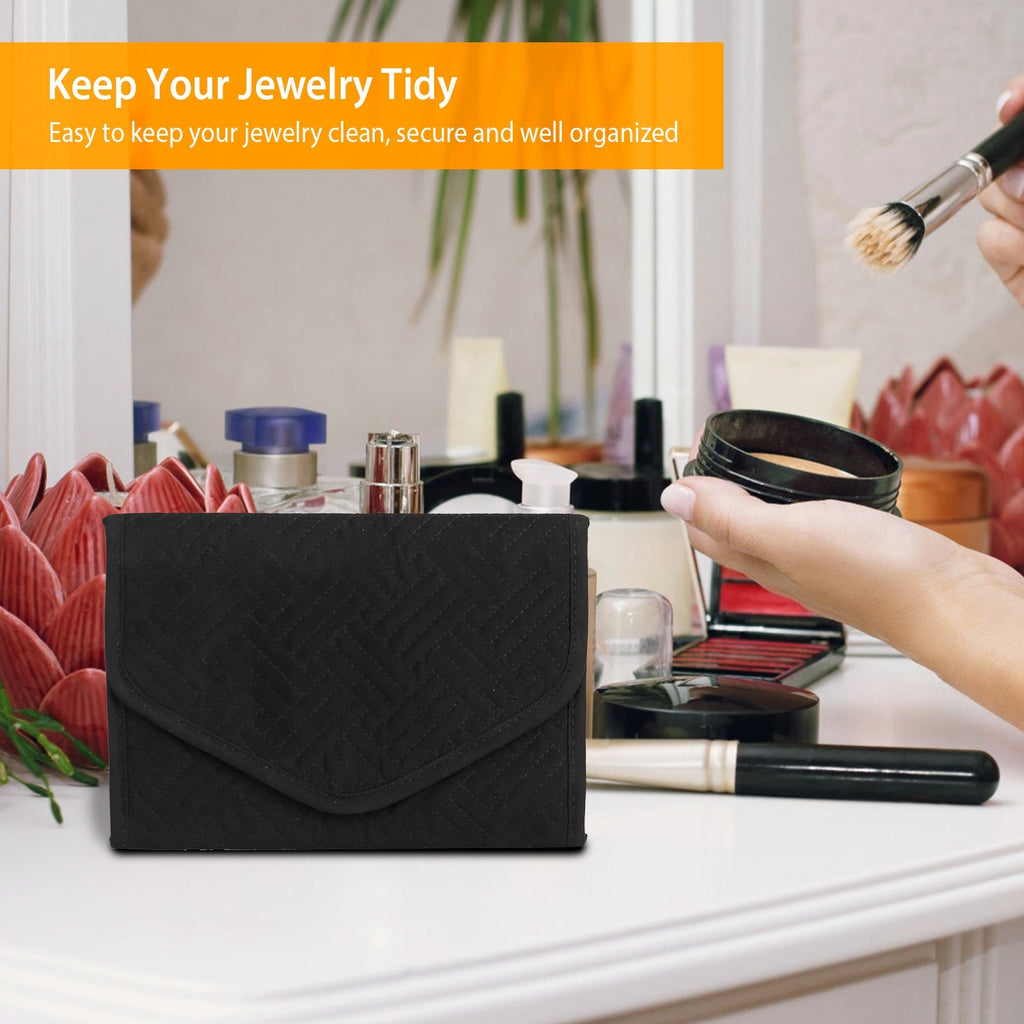 Travel Jewelry Organizer Case Foldable Jewelry Roll Storage Bag for Journey-Rings Necklaces Earrings Bracelets