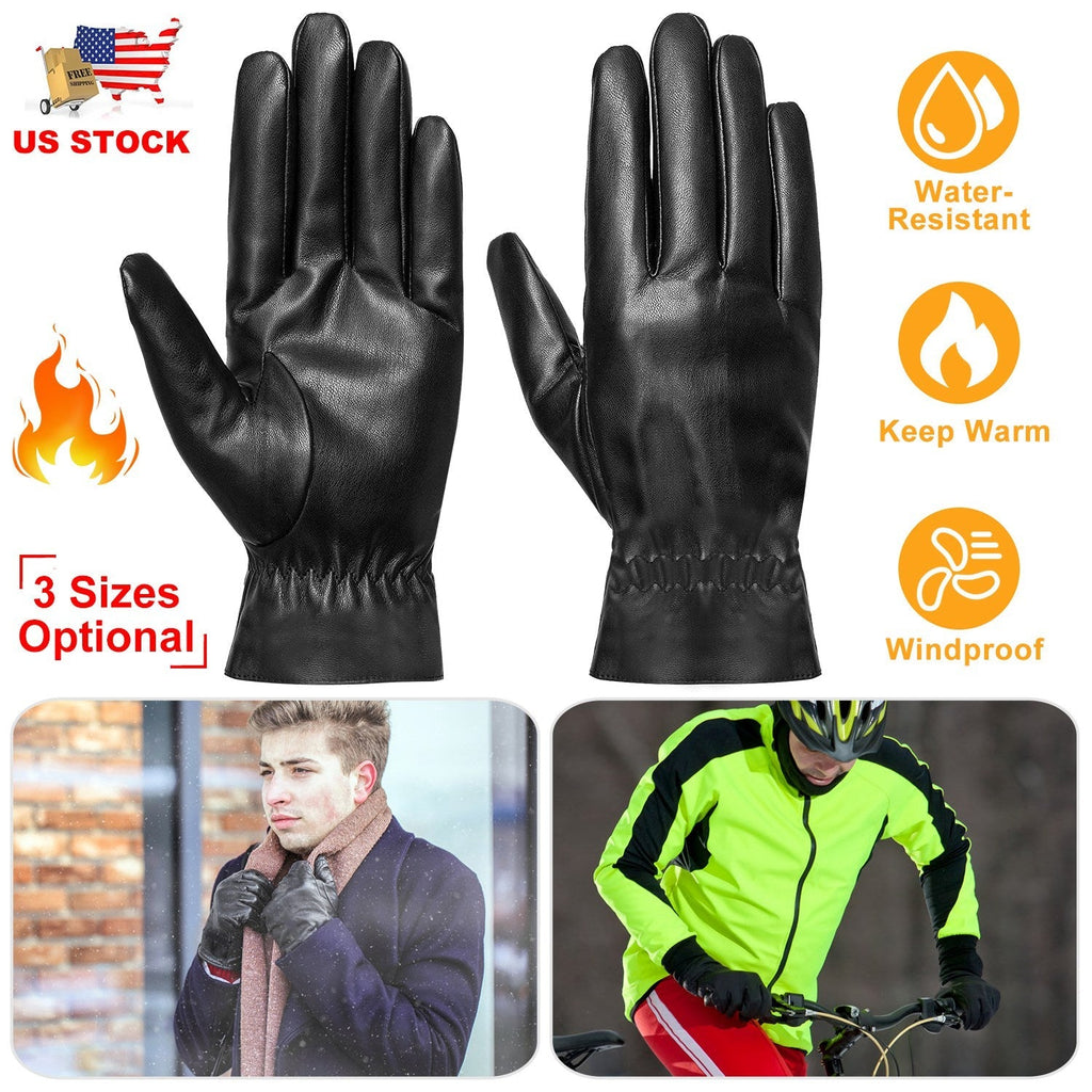 Unisex Leather Winter Warm Gloves Outdoor Windproof Soft Gloves Cycling Skiing Running Cold Winter Gloves
