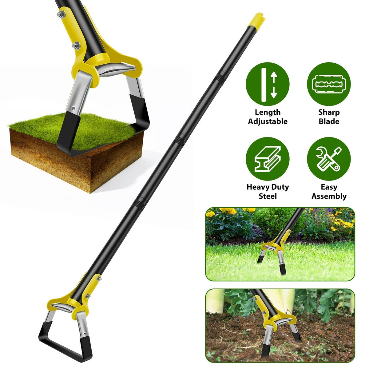 60.63in Adjustable Garden Hoe Handheld Stirrup Hula Hoe Scuffle Loop Hoe Gardening Weeder Cultivator Weeding Rake for Weeding/Loosening Soil