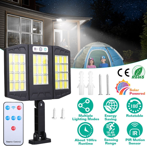 Solar Wall Light Outdoor – 33 COB LEDs with PIR Motion Sensor & Remote