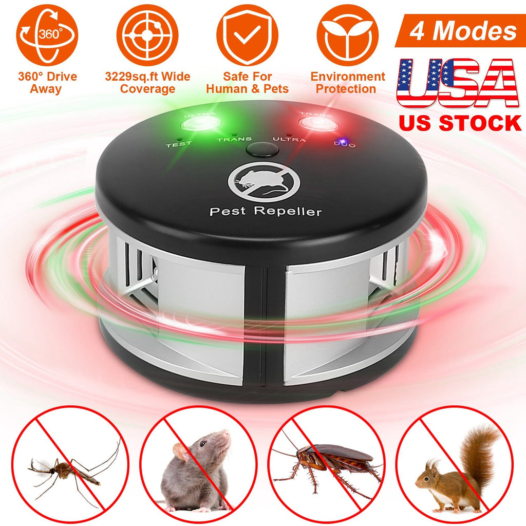 360¡ Ultrasonic Pest Repeller Electronic Plug-in Pest Control Mouse Chaser BlockerÊRepellent Deterrent with Pressure Wave & Ultrasonic Sound for Indoo