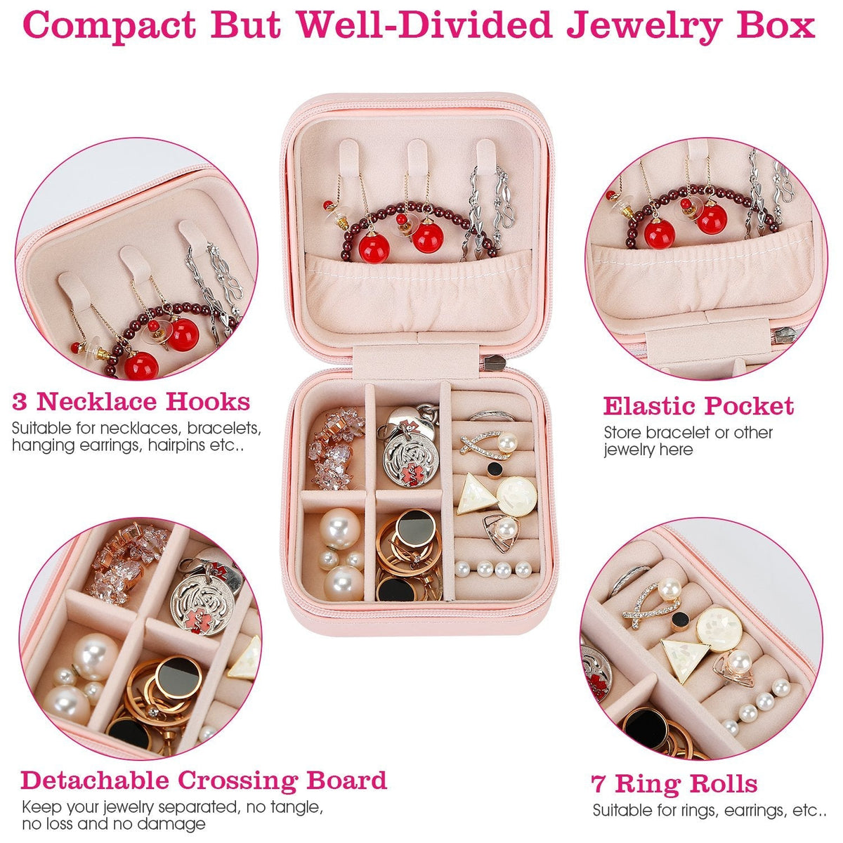Mini Jewelry Storage Box Portable Ring Earring Necklace Storage Travel Case PU Leather Jewelry Organizer Gift