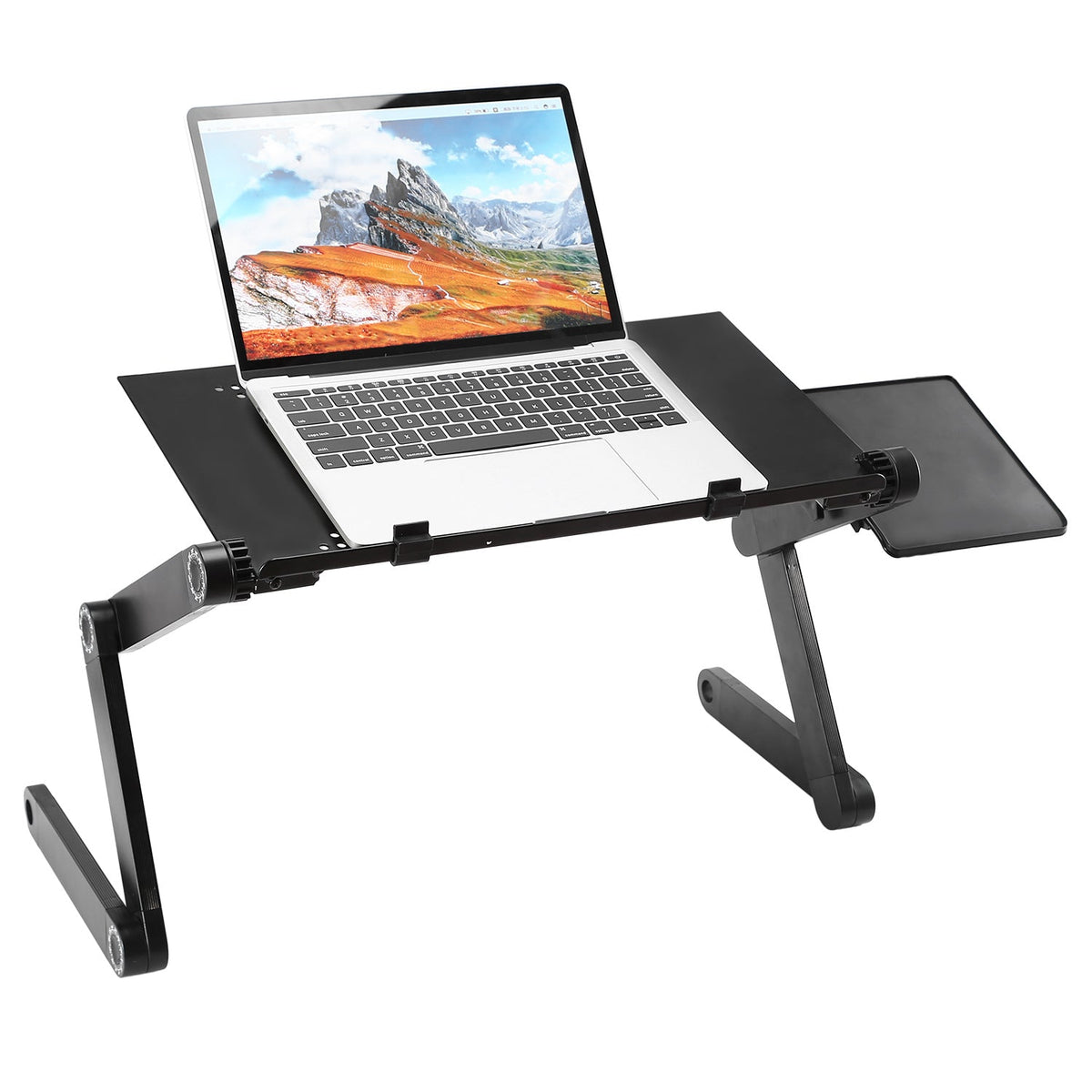 Foldable Laptop Table Bed Notebook Desk with Mouse Board Aluminum Alloy Breakfast Snacking Tray for Home Office Travel Use