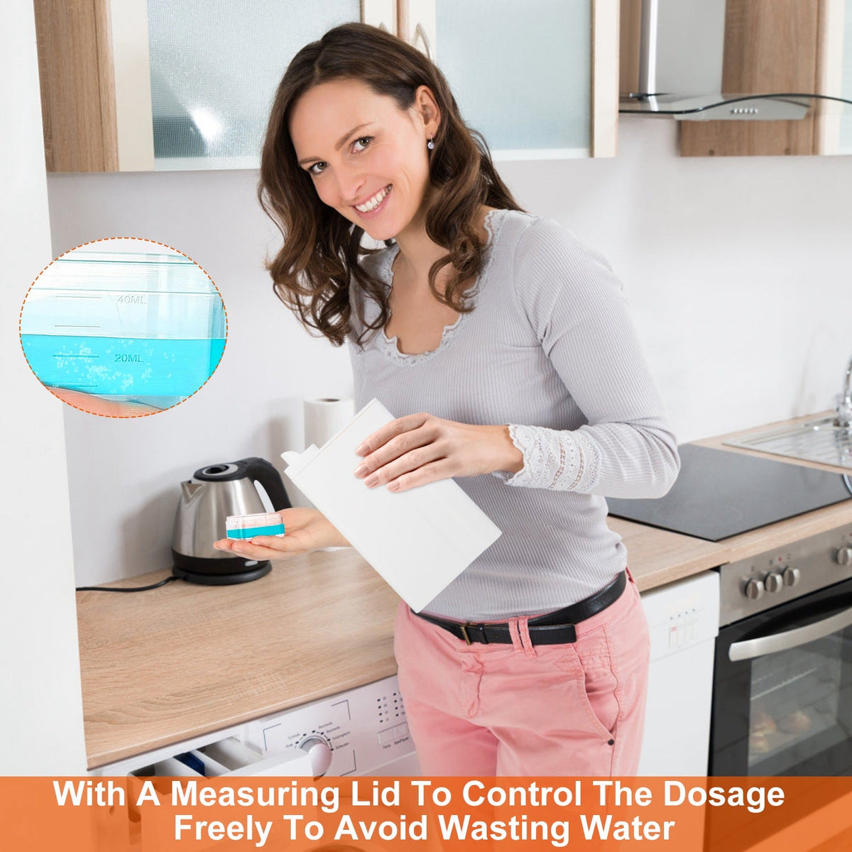35oz Laundry Detergent Dispenser Container Empty Dispenser Bottle Storage Box w/ Waterproof Labels for Liquid Detergent Fabric Softener