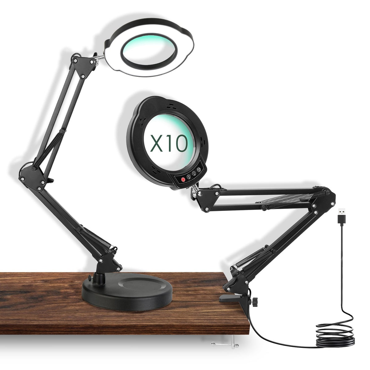 10X Magnifying Lamp – Adjustable Light, Clamp Stand, 5 Color Modes