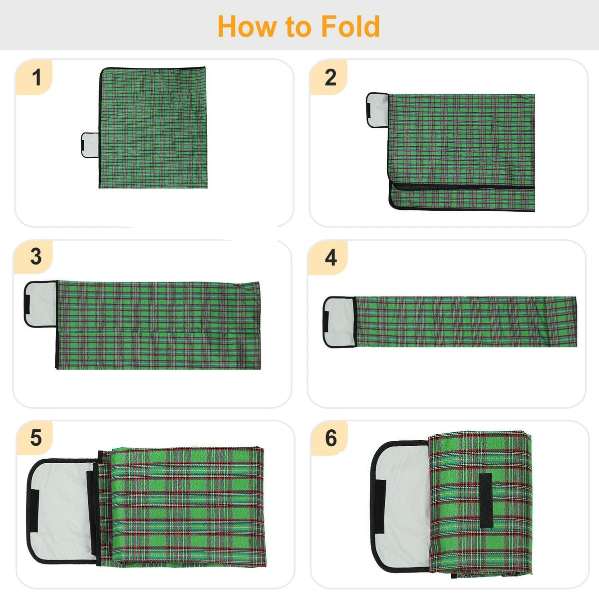 Waterproof Picnic Blanket 60"x78", Foldable Camping Rug with Carry Strap for Hiking & Outdoor Travel