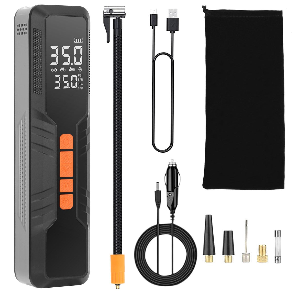 150PSI Portable Tire Inflator Cordless Digital Air Compressor Compact Air Pump with 5 Inflation Modes 3 Light Modes Emergency Power Bank