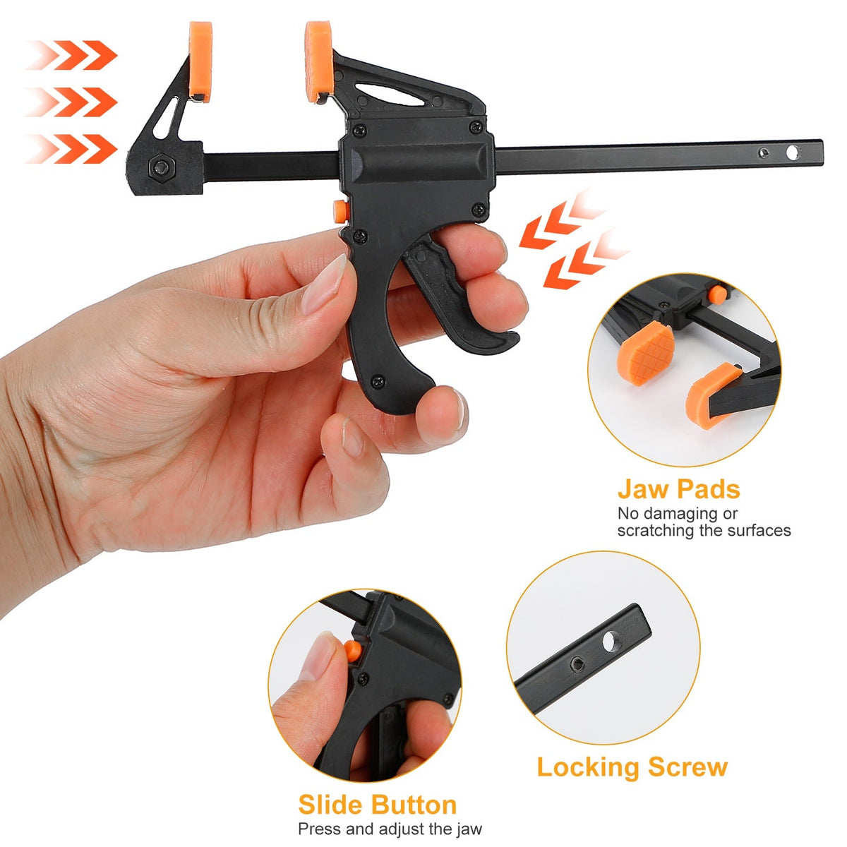 2Pcs Wood Working Bar F Clamp Grip Quick Grip Ratchet Release Squeeze Clamps For Carpentry DIY Woodwork