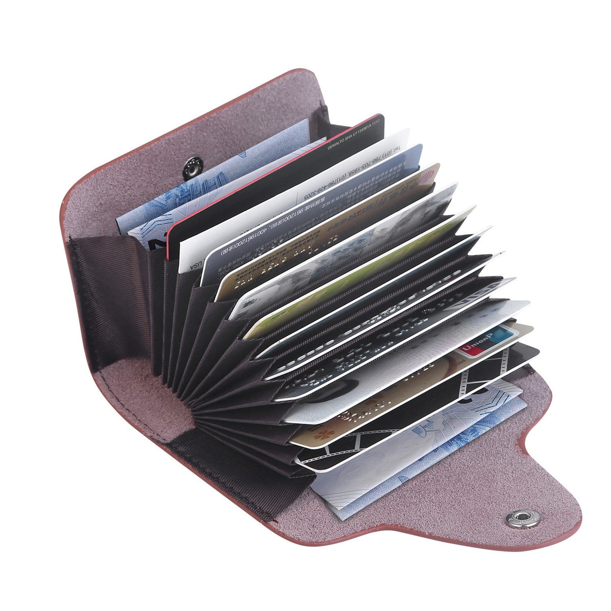 Credit Card Holder Wallet PU Leather Snap Closure Purse Accordion Case with 12 Pcs Card Slots